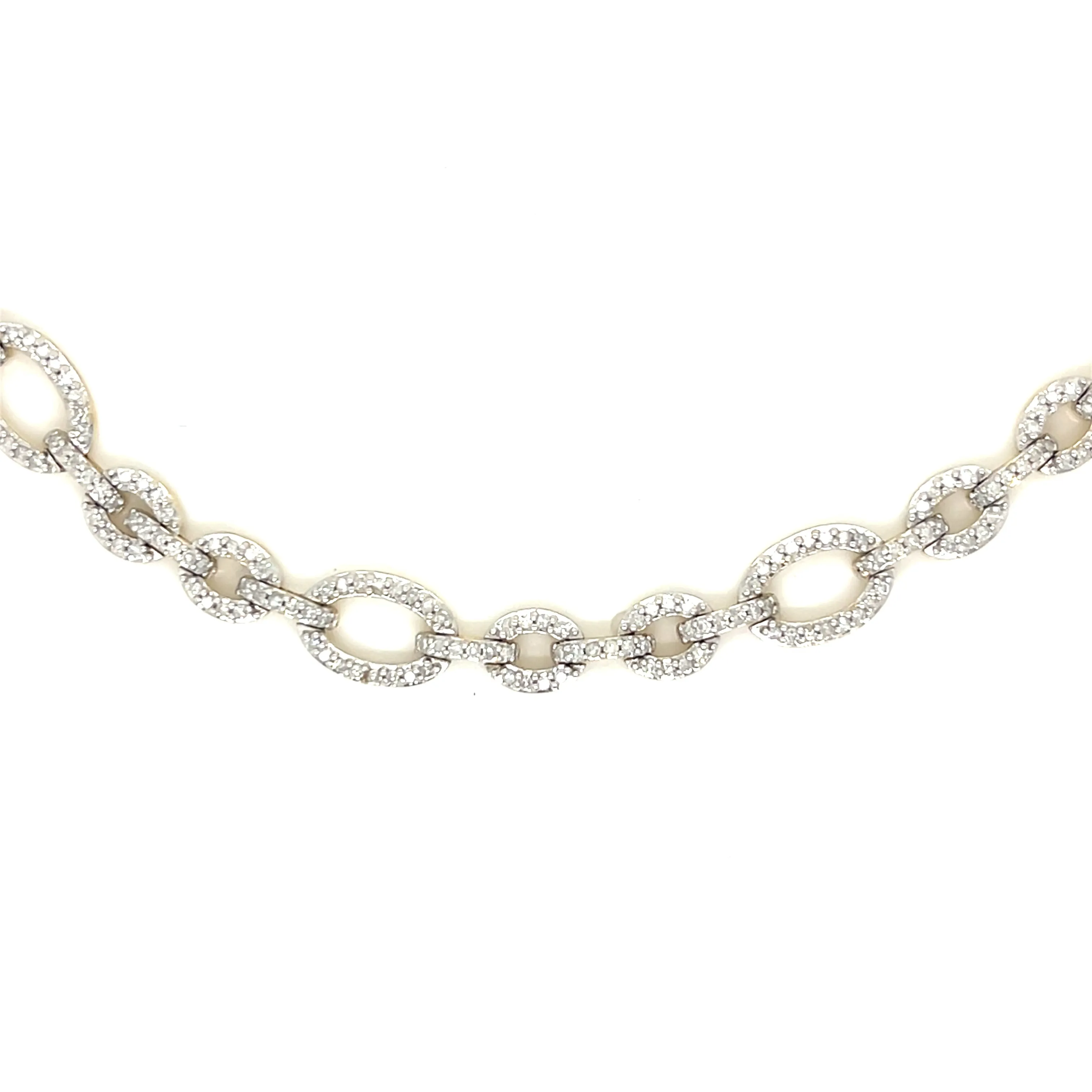 14k Gold Oval Links 7mm 1.87ct Natural Diamond 7.5" Bracelet - CBR09397