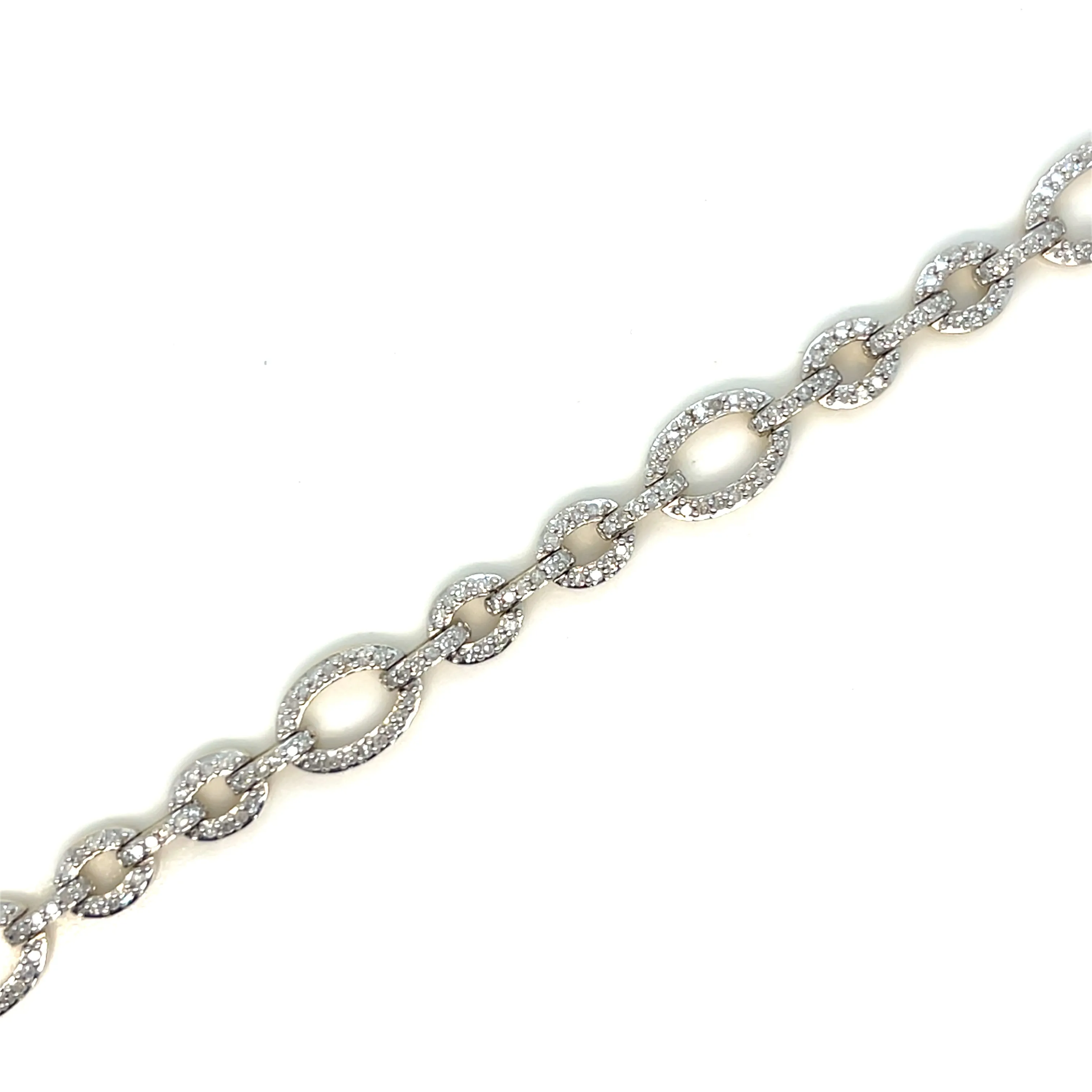 14k Gold Oval Links 7mm 1.87ct Natural Diamond 7.5" Bracelet - CBR09397