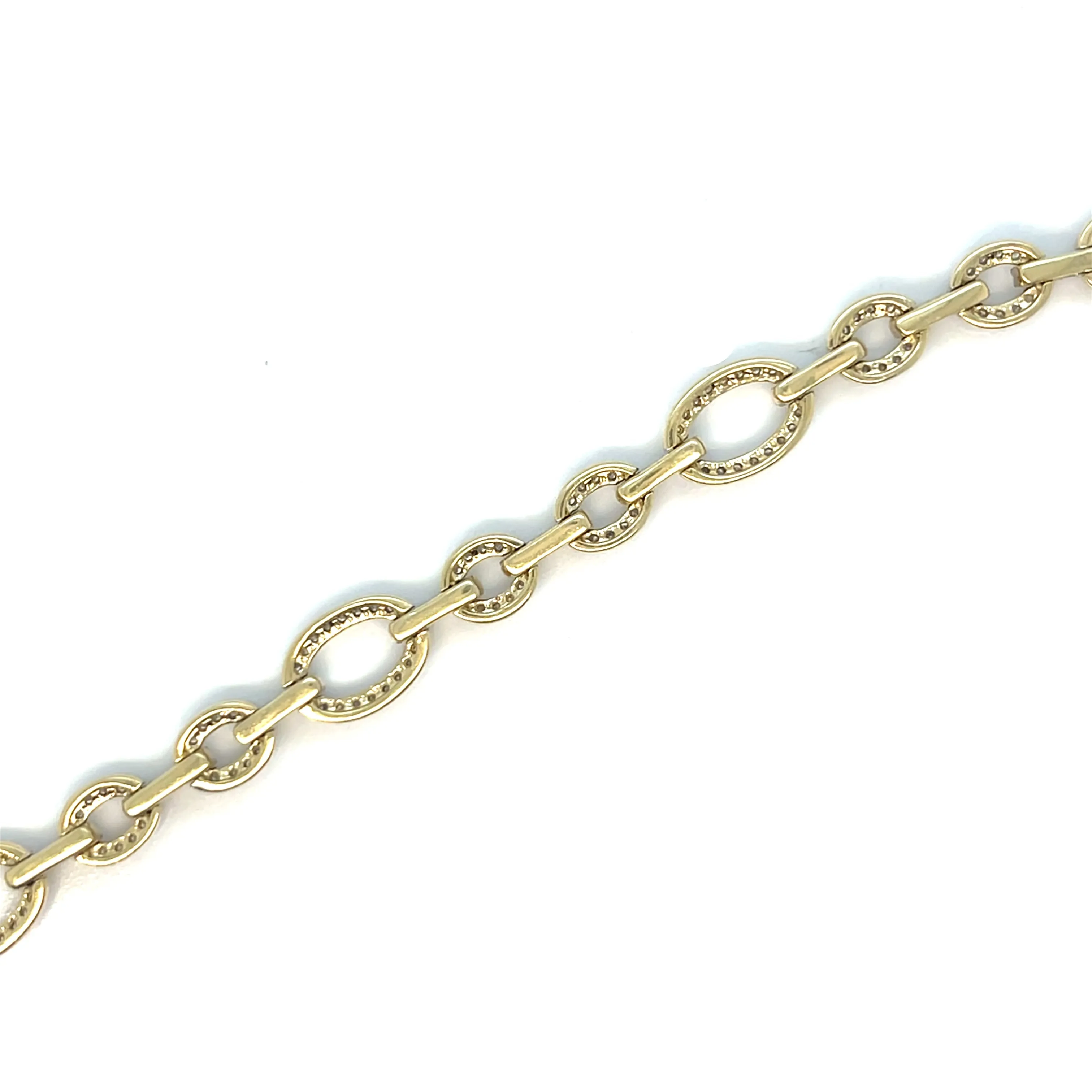 14k Gold Oval Links 7mm 1.87ct Natural Diamond 7.5" Bracelet - CBR09397