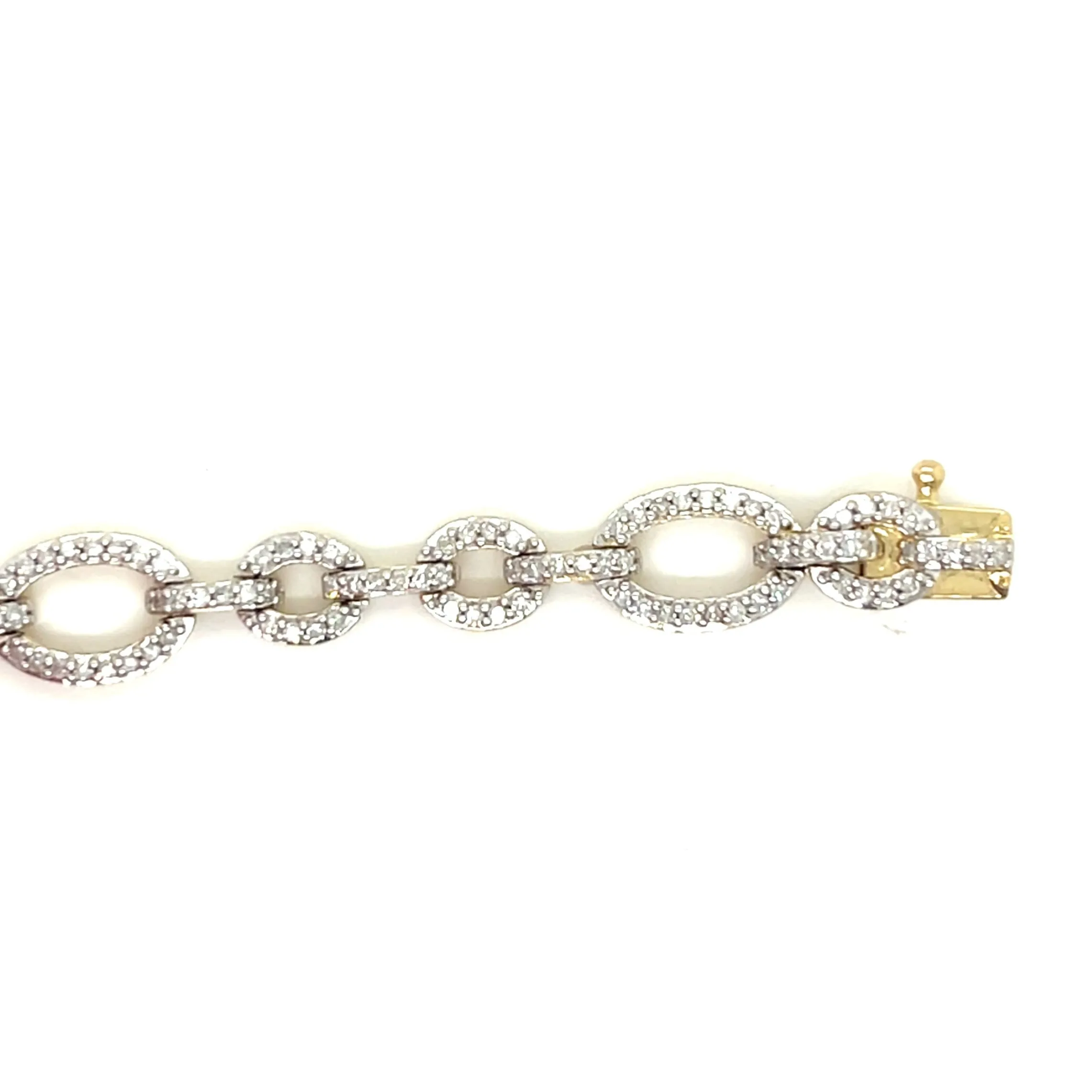 14k Gold Oval Links 7mm 1.87ct Natural Diamond 7.5" Bracelet - CBR09397