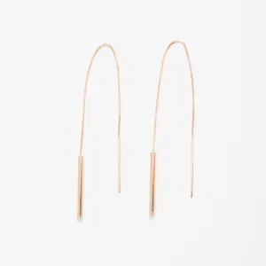 14K Gold Thick Bar Threader Earrings