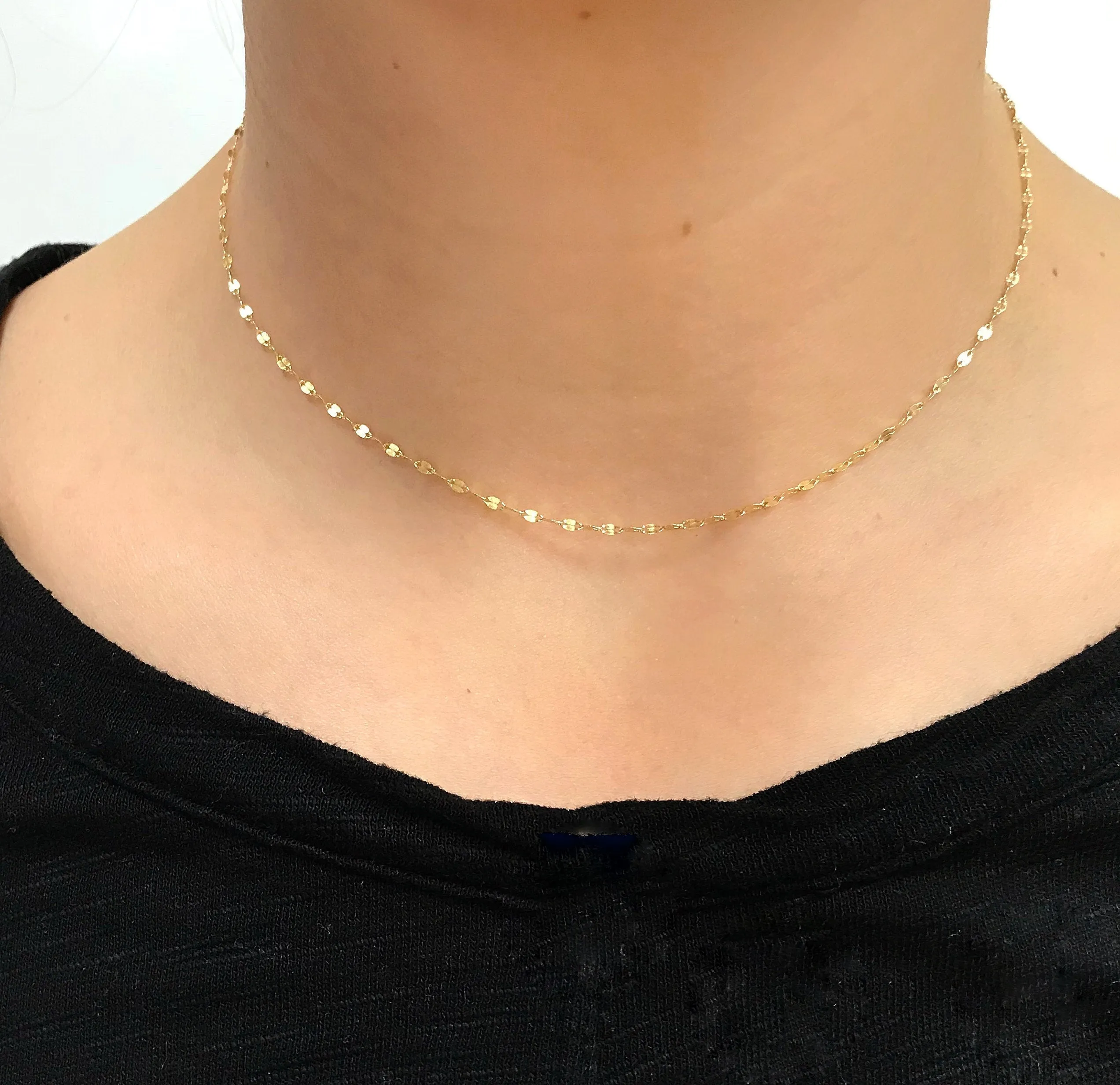 14K Gold Twisted Sparkle Chain Necklace