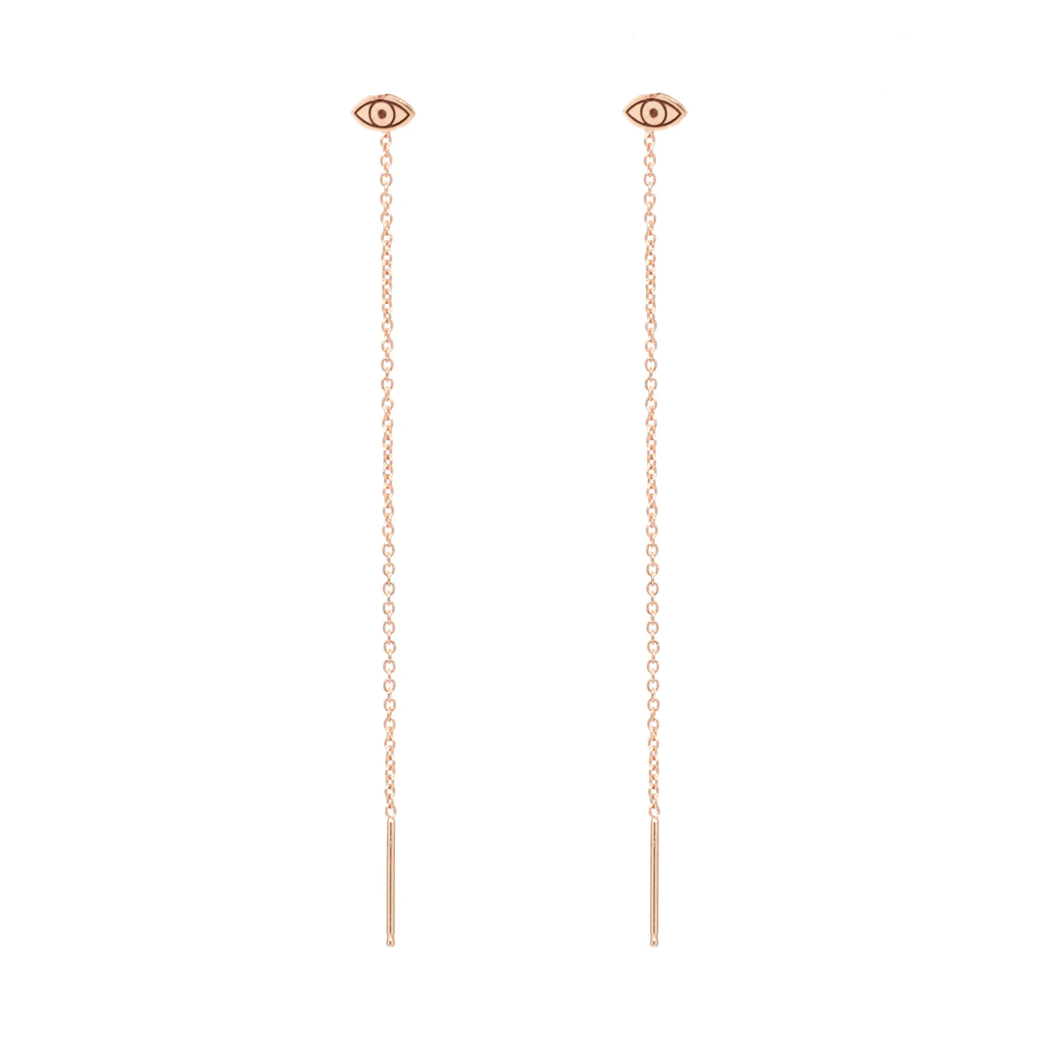 14k Itty Bitty Evil Eye Threader Earrings