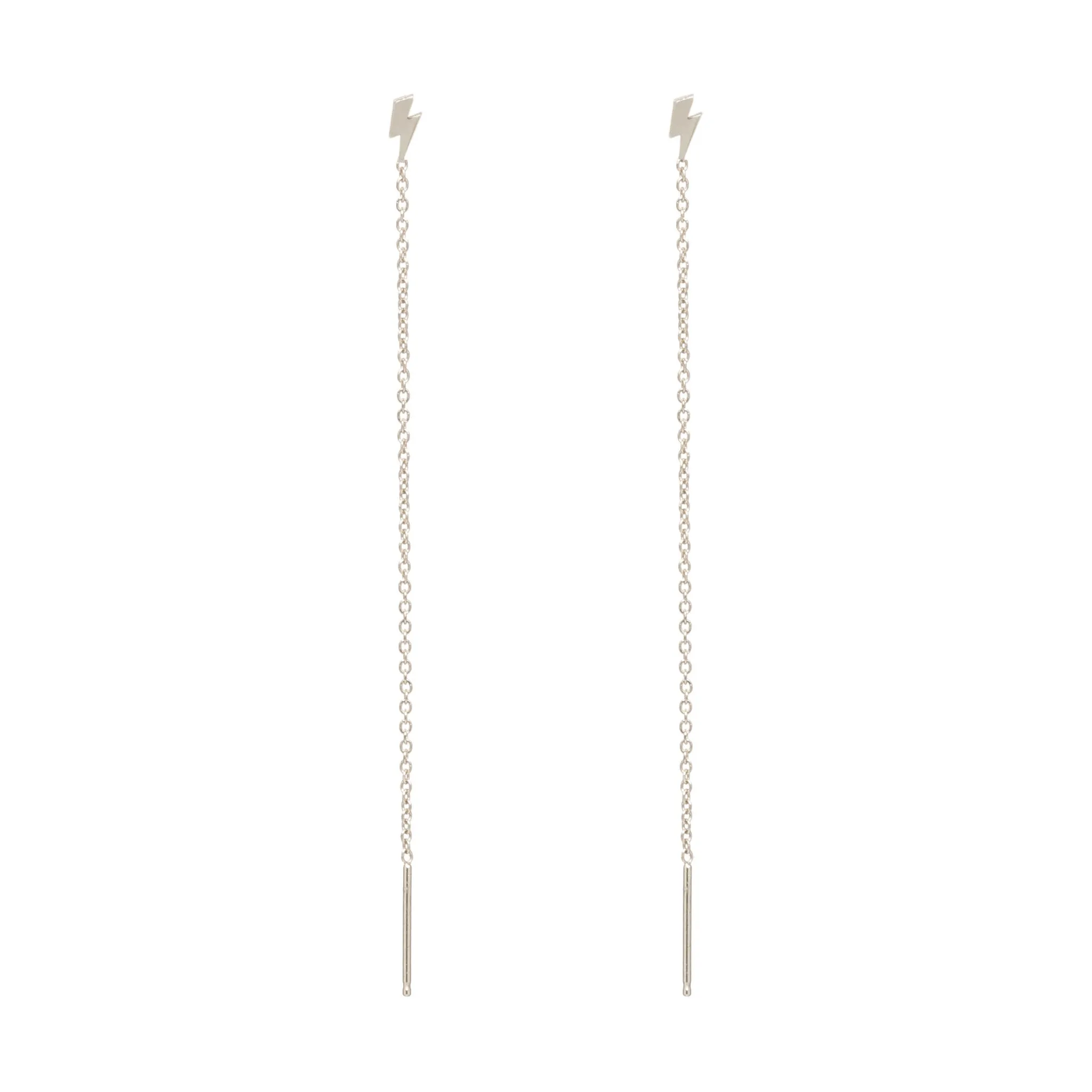 14k Itty Bitty Lightning Bolt Threader Earrings