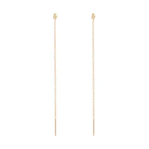14k Itty Bitty Lightning Bolt Threader Earrings