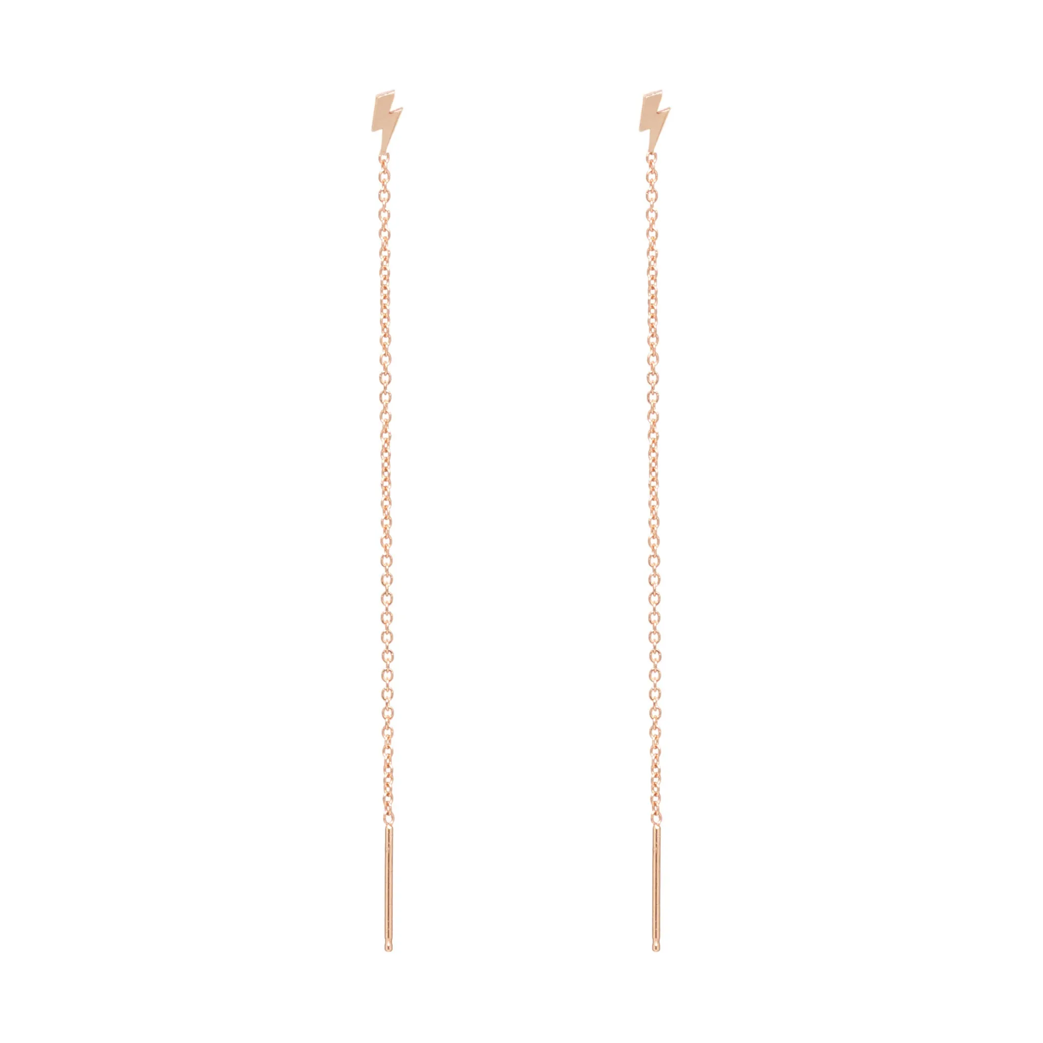 14k Itty Bitty Lightning Bolt Threader Earrings