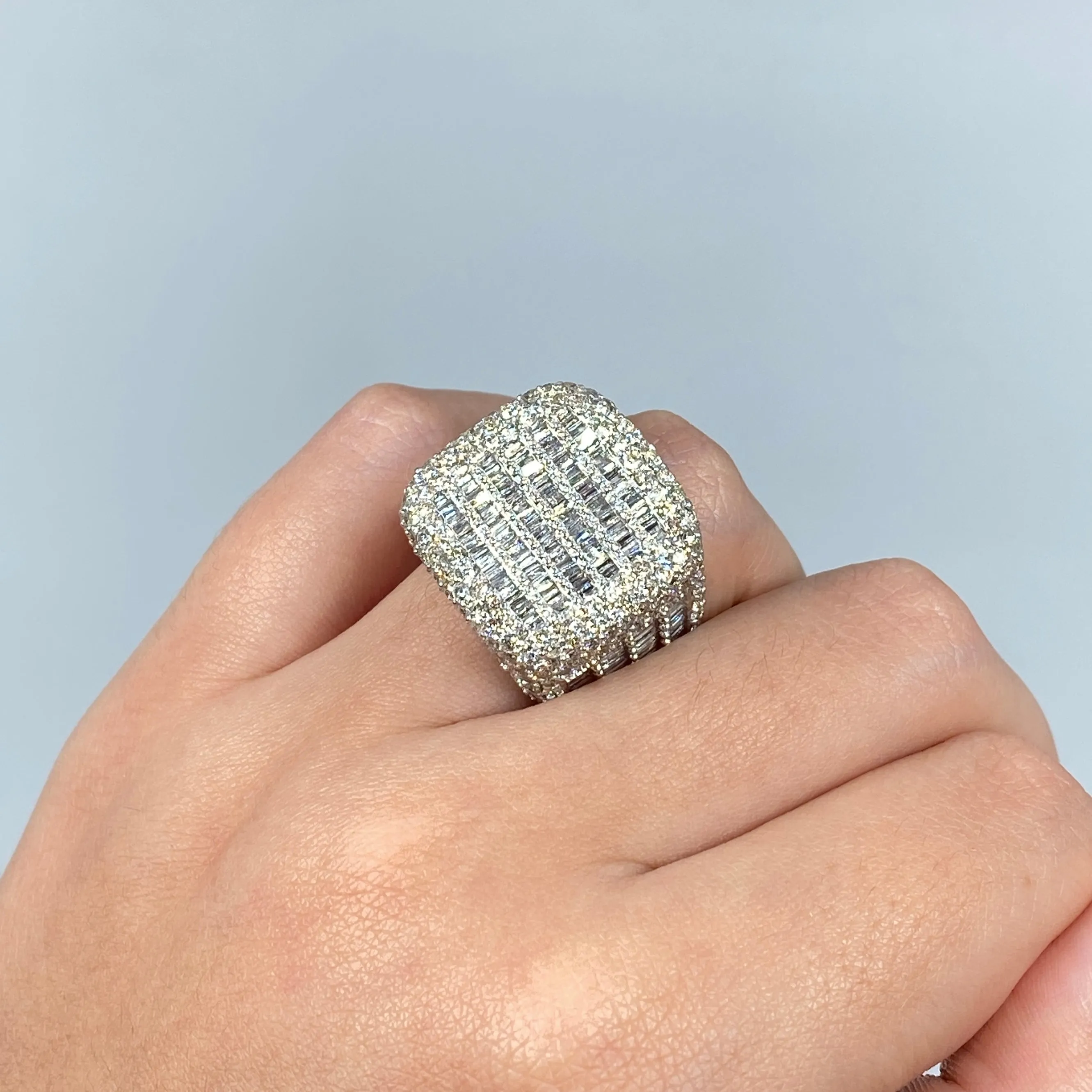 14K Jumbo Stacked Diamond Baguette Ring