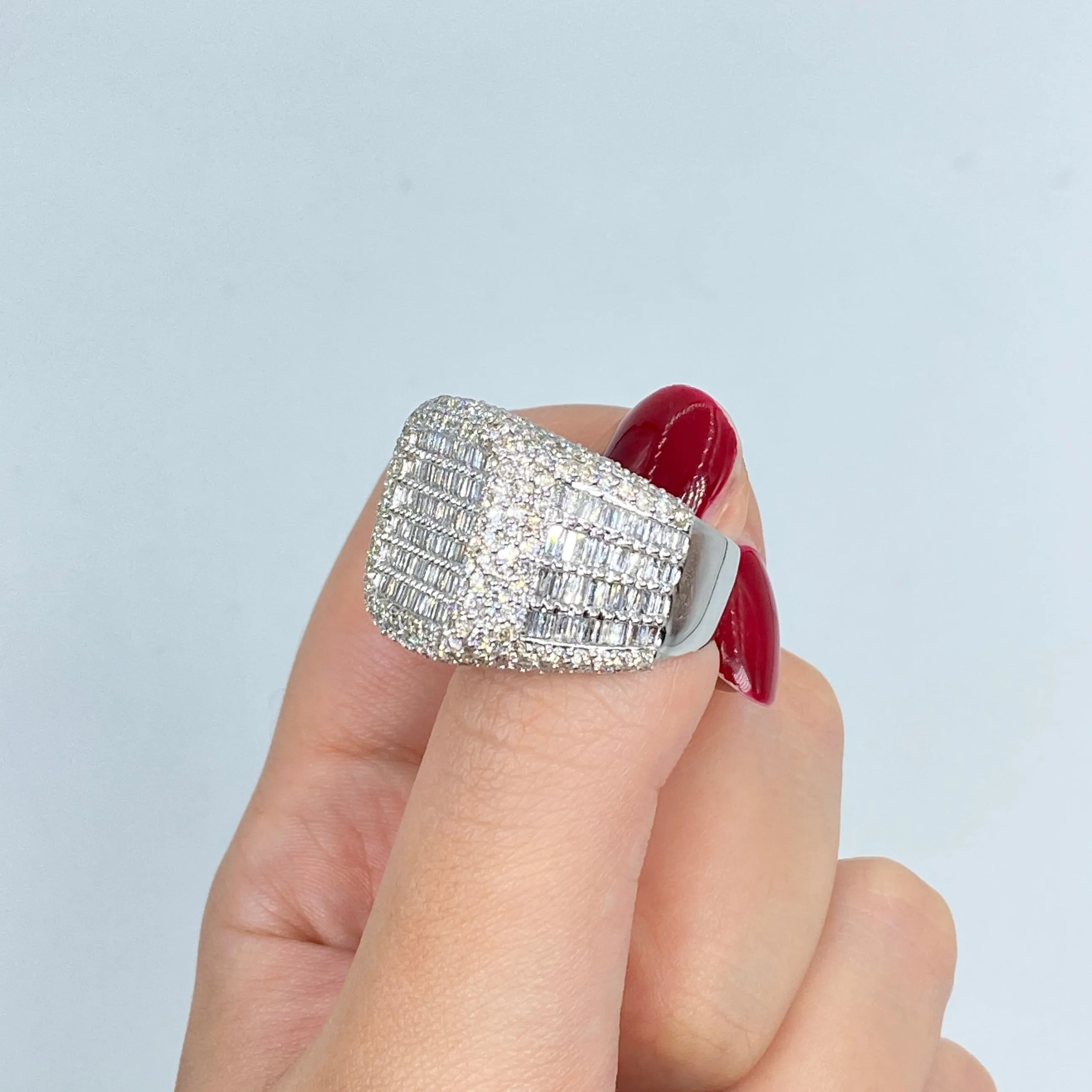 14K Jumbo Stacked Diamond Baguette Ring
