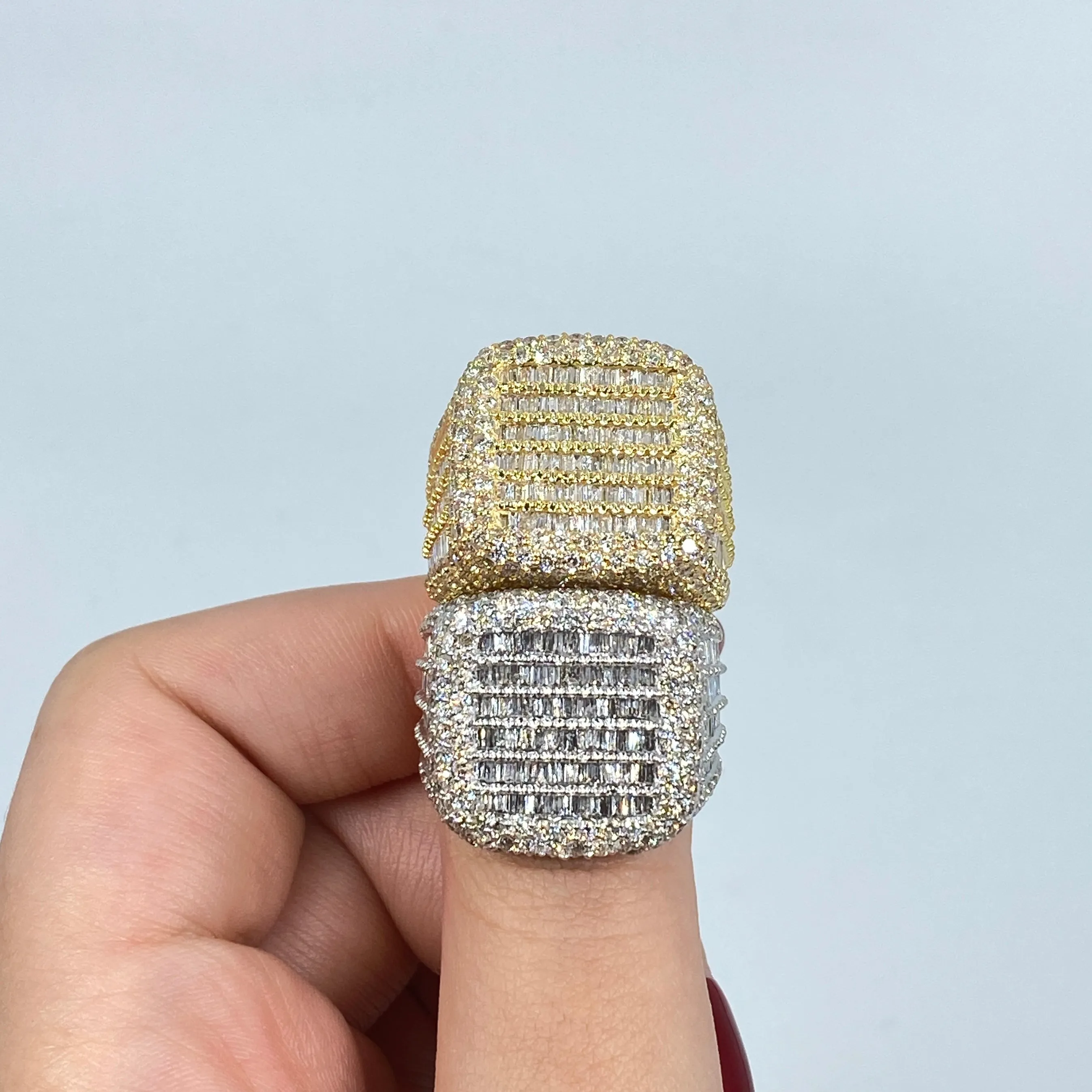14K Jumbo Stacked Diamond Baguette Ring