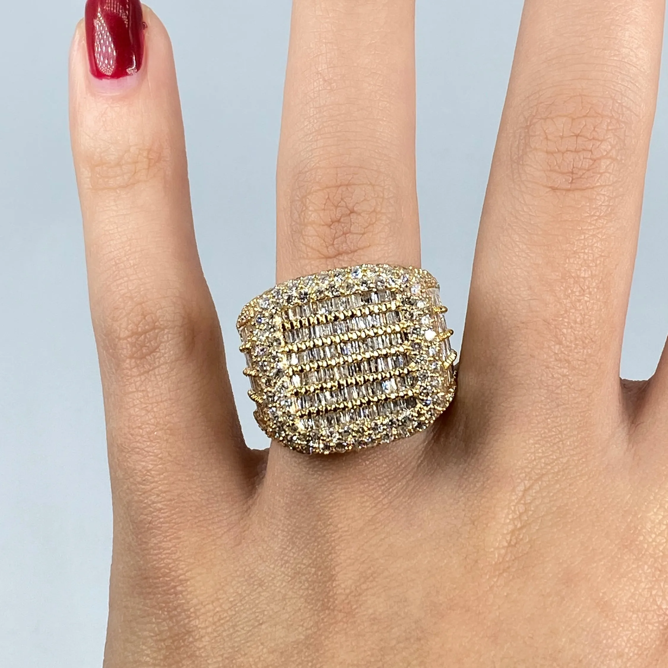 14K Jumbo Stacked Diamond Baguette Ring