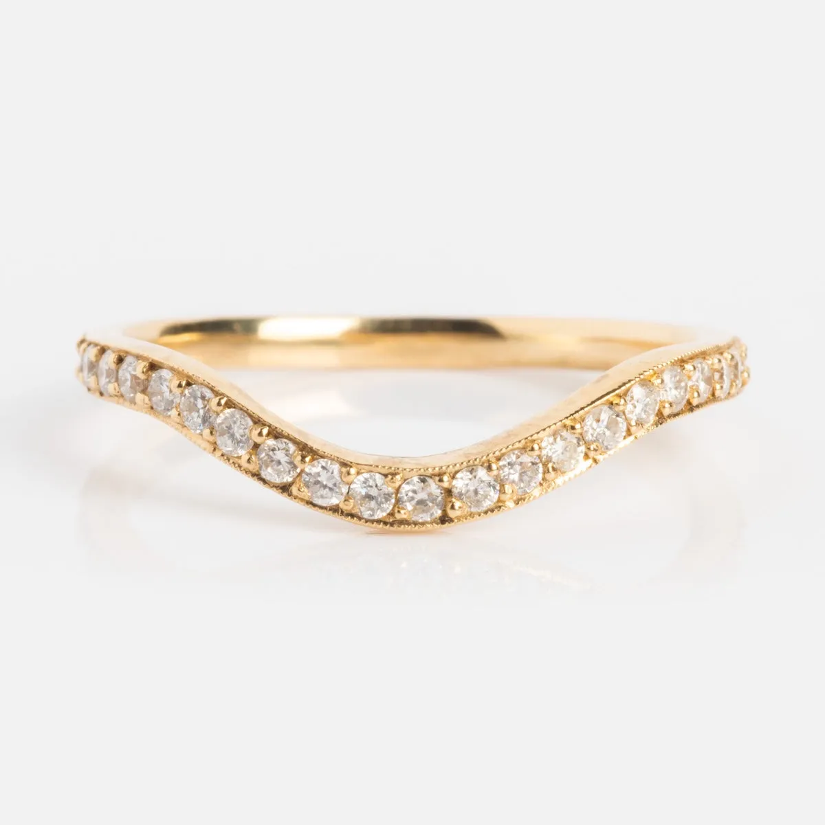 14k Low Tide Curved Band with Diamonds