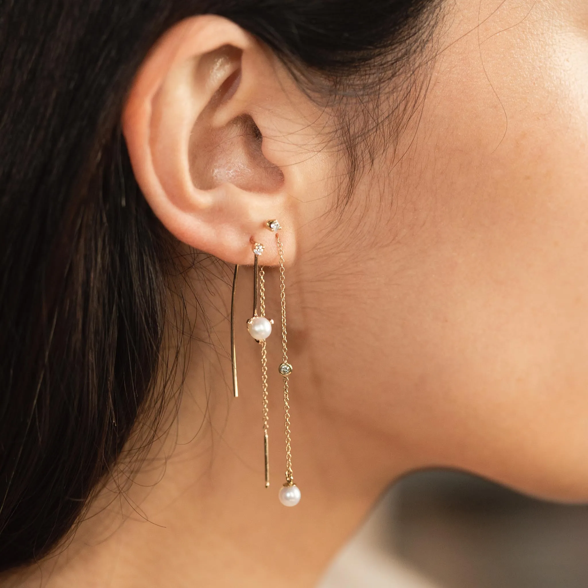 14k Pearl & Diamond Wire Threaders - SALE