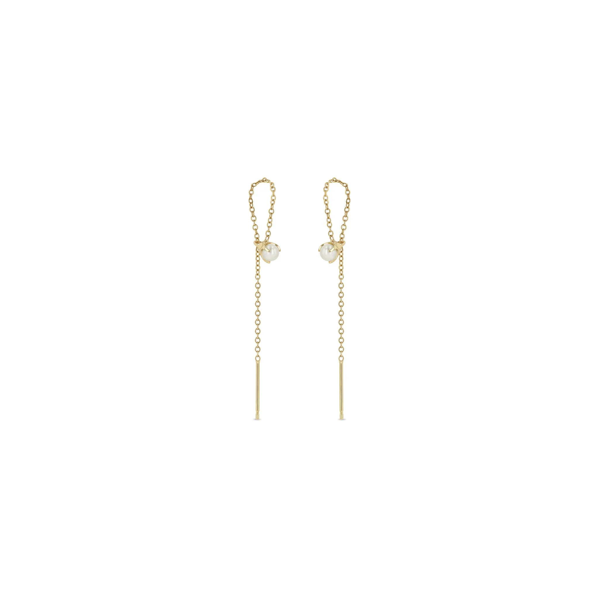 14k Pearl Loop Threader Earrings