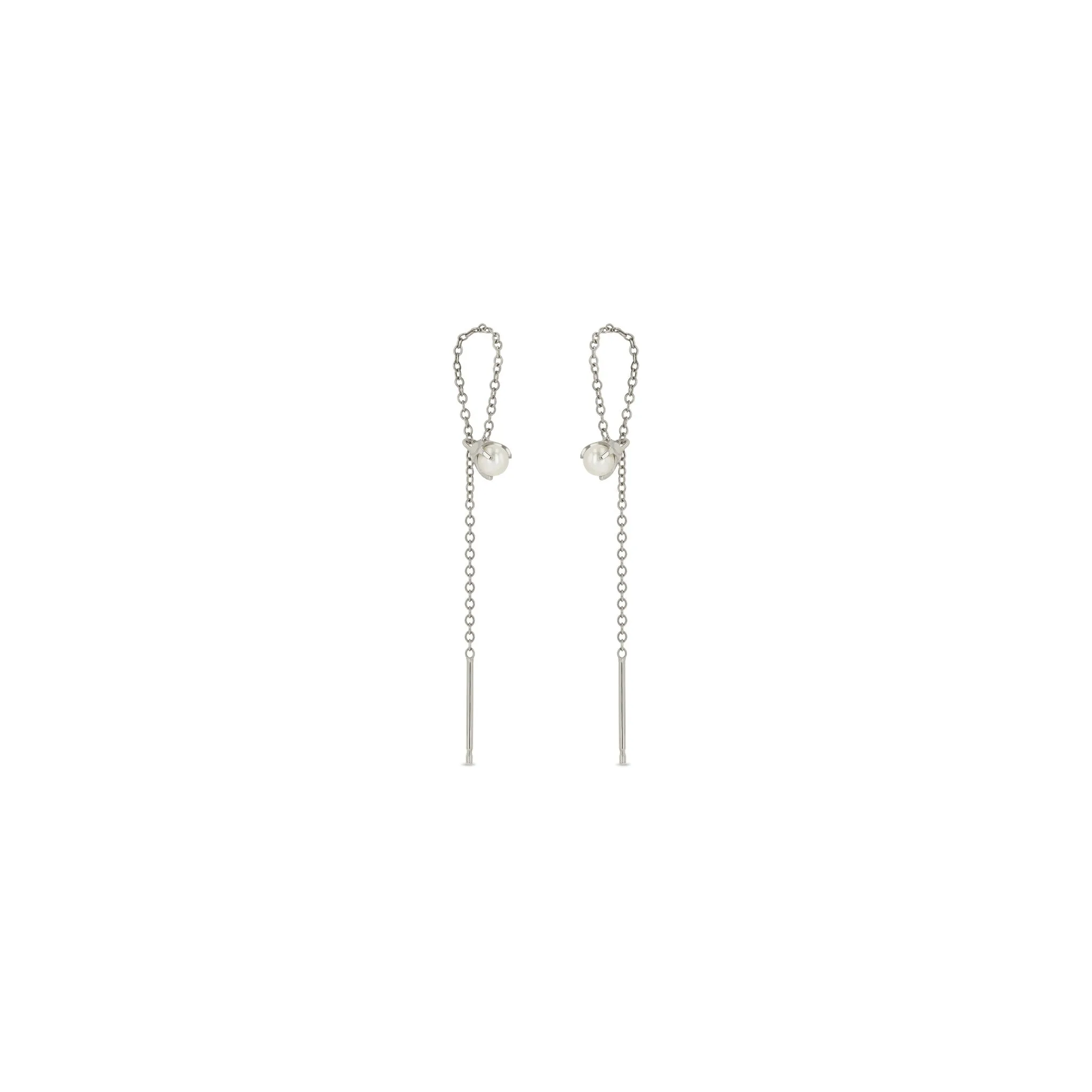 14k Pearl Loop Threader Earrings