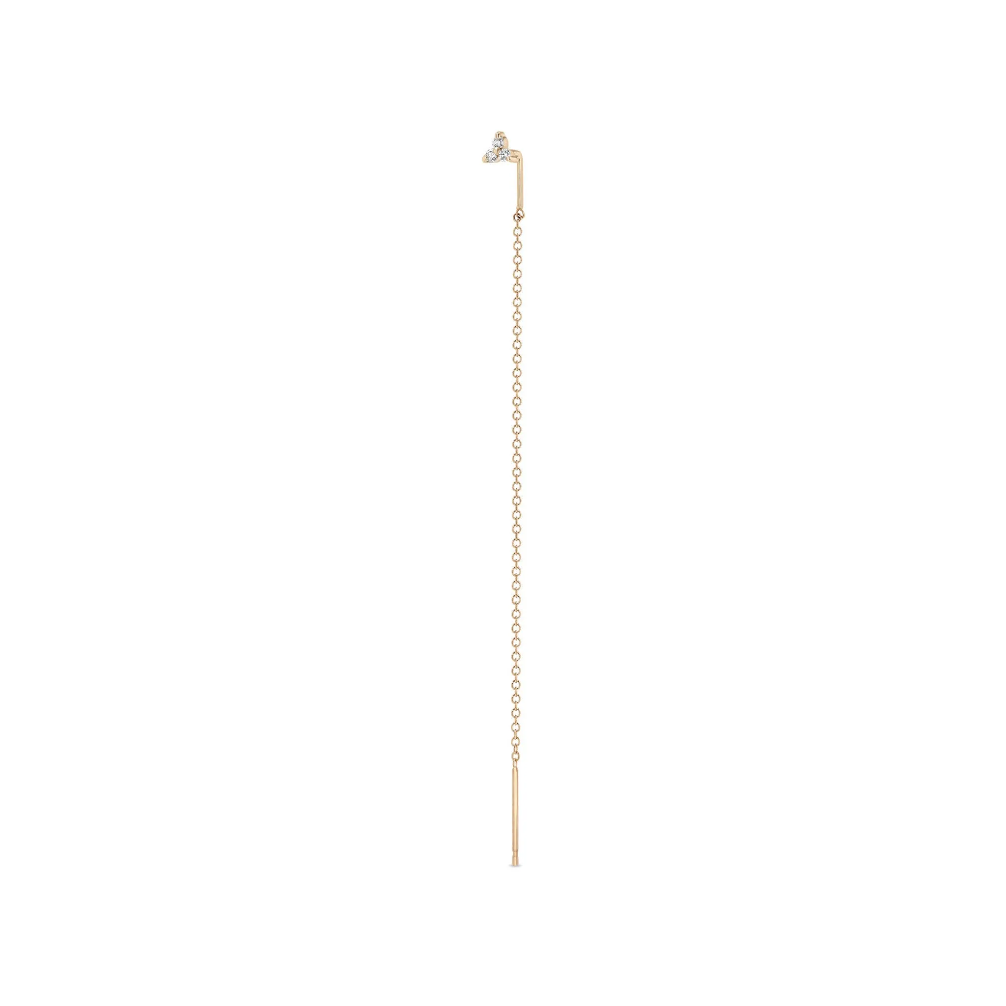 14k Prong Diamond Trio Threader Earrings