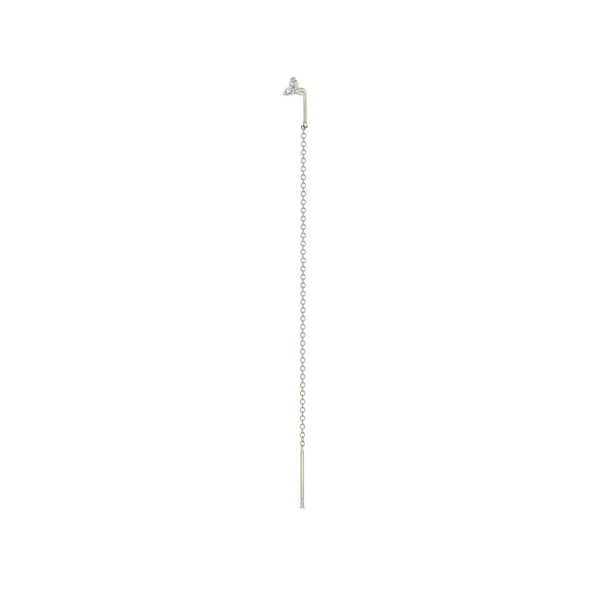 14k Prong Diamond Trio Threader Earrings