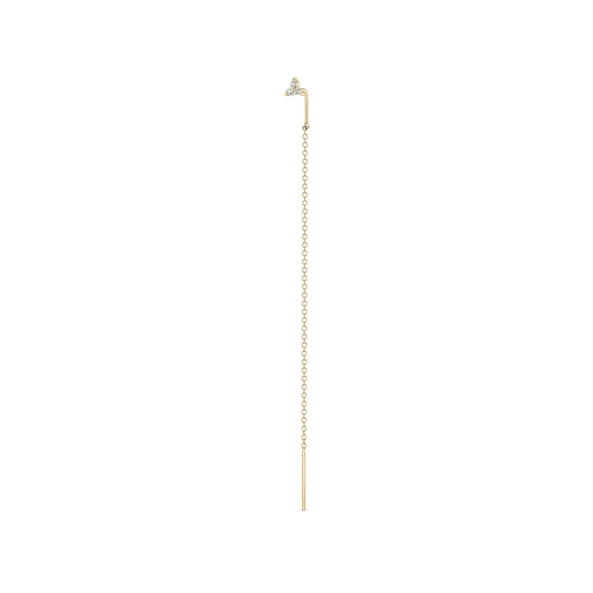 14k Prong Diamond Trio Threader Earrings