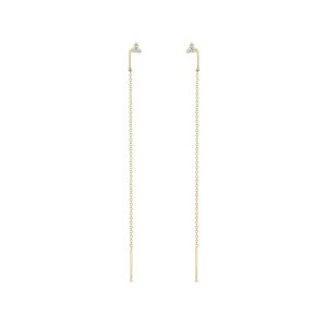 14k Prong Diamond Trio Threader Earrings