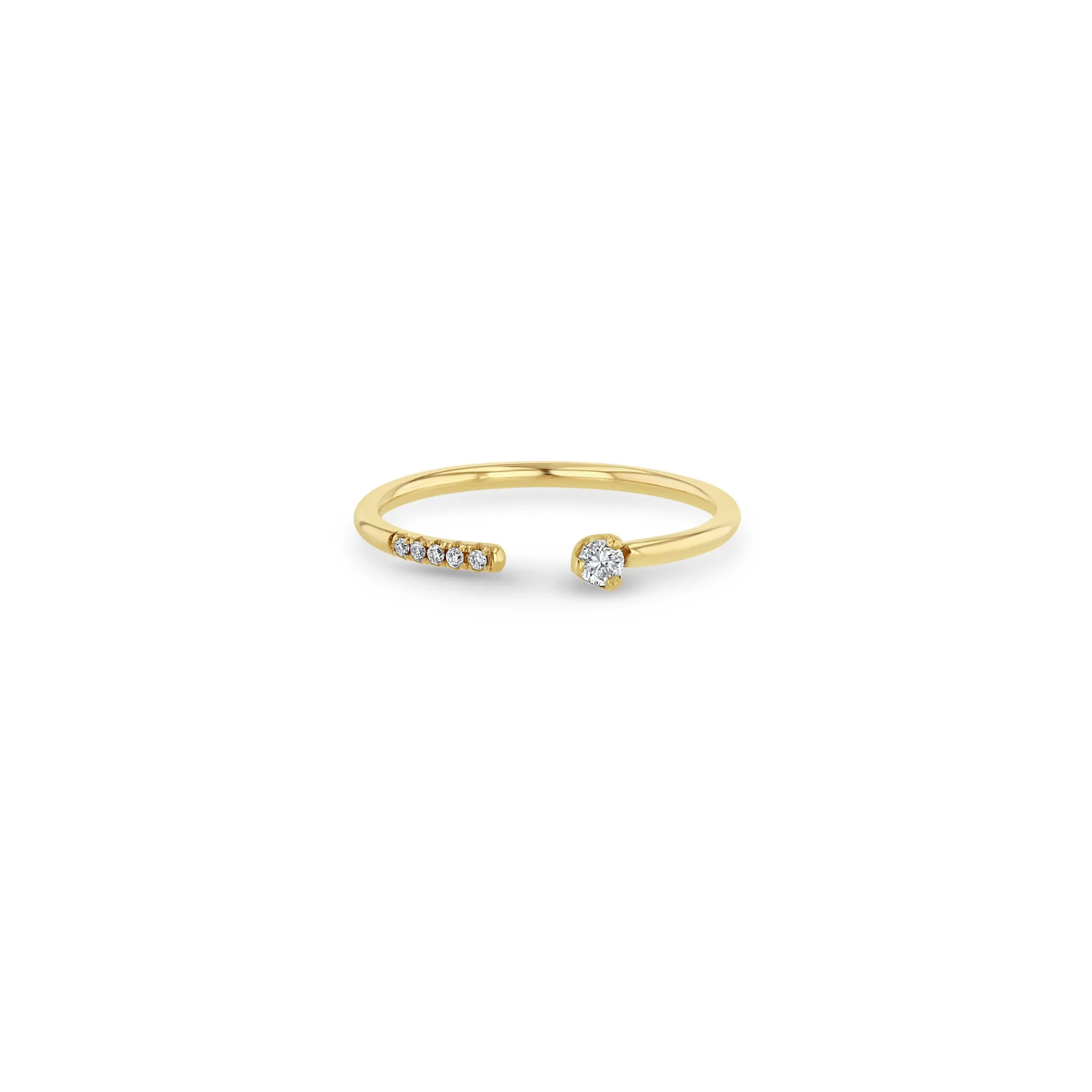 14k Prong Round & Pavé Diamond Open Ring