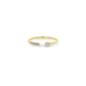 14k Prong Round & Pavé Diamond Open Ring