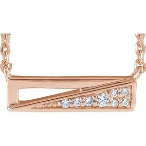 14K Rose .05 CTW Diamond Bar 18" Necklace
