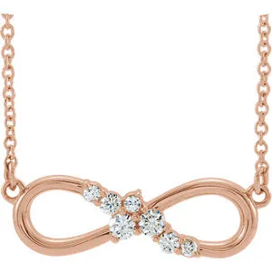 14K Rose 1/8 CTW Diamond Infinity-Inspired Bar 16" Necklace