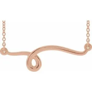 14K Rose 28.6x8 mm Freeform Bar 16" Neckalce