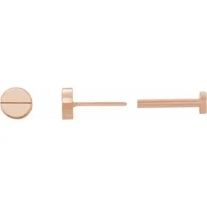 14K Rose 4.9 mm Geometric 6 mm Press Fit Back Earring