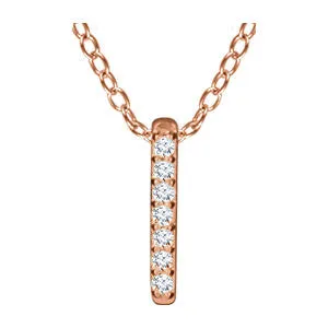 14k Rose Gold .05 CTW Diamond Bar 16-18" Necklace