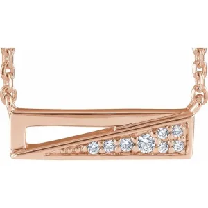 14K Rose Gold .05 CTW Natural Diamond Bar 18" Necklace