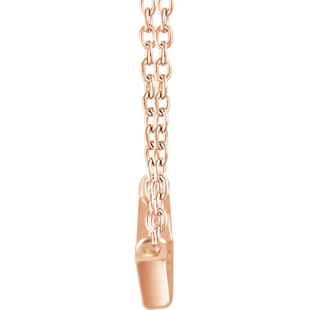 14k Rose Gold 1/4 CTW Diamond Baguette Bar 16-18" Necklace