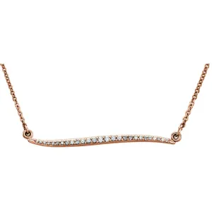 14k Rose Gold 1/6 CTW Diamond Curvilinear Bar 17.5" Necklace
