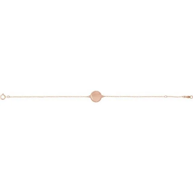 14K Rose Gold Beaded 6.5-7.5" Bracelet