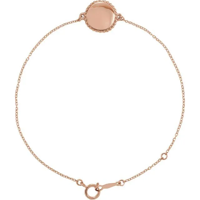 14K Rose Gold Beaded 6.5-7.5" Bracelet