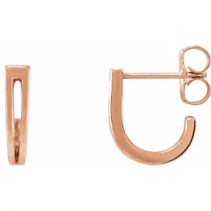 14K Rose Gold Geometric J-Hoop Earrings
