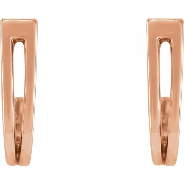 14K Rose Gold Geometric J-Hoop Earrings