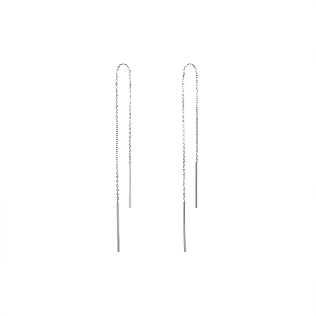 14K Rose Gold Threader Earrings, Solid Rose Gold Wire Threader Earrings, Rose Gold Chain Earrings