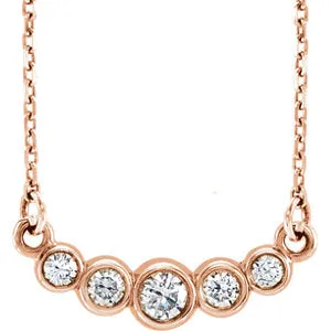 14K Rose Graduated Bezel-Set 1/5 CTW Diamond 16-18" Necklace