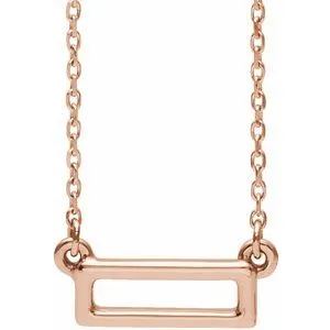 14K Rose Rectangle Bar 16-18" Necklace