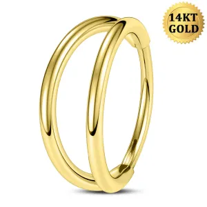 14K Solid Gold 20G Double Layered Nose Cartilage Hoop