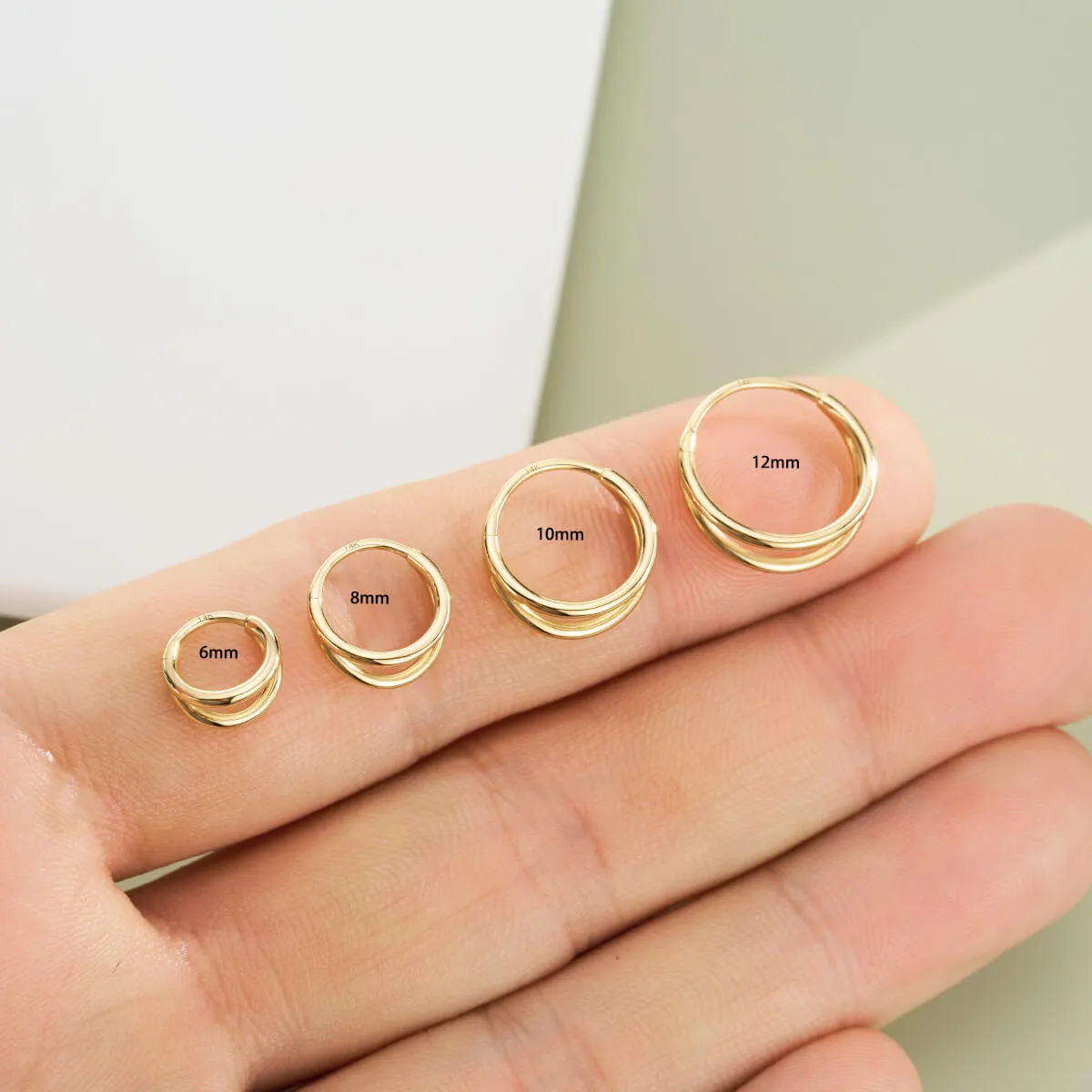 14K Solid Gold 20G Double Layered Nose Cartilage Hoop