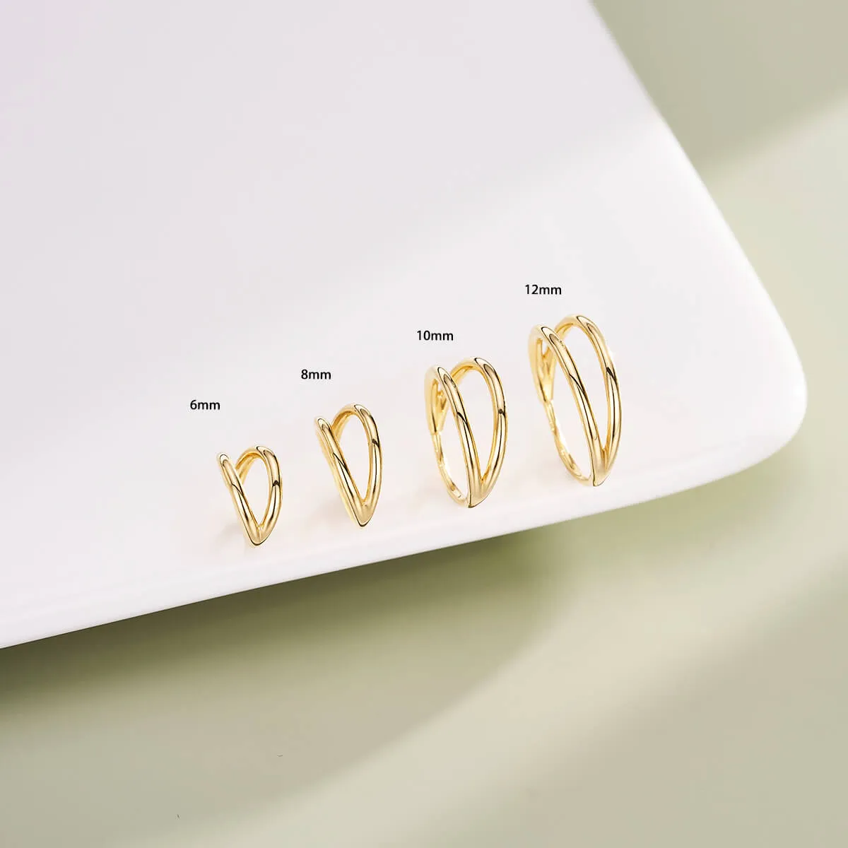 14K Solid Gold 20G Double Layered Nose Cartilage Hoop
