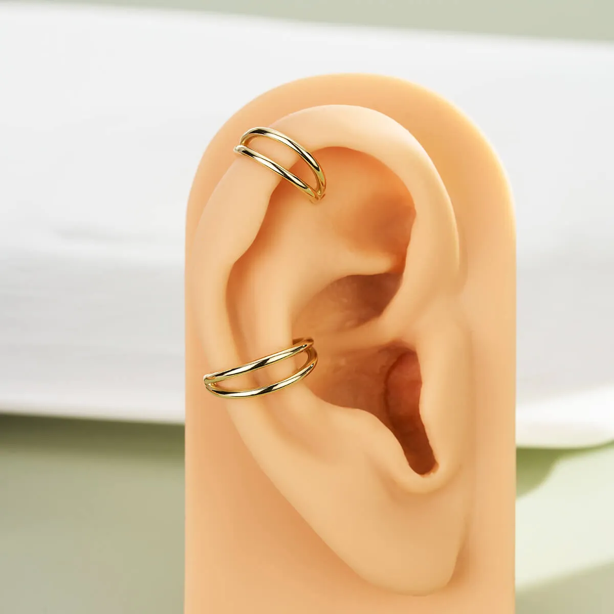 14K Solid Gold 20G Double Layered Nose Cartilage Hoop