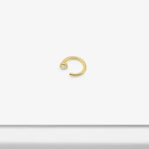 14k Solid Gold CZ Threader Hoop Earring