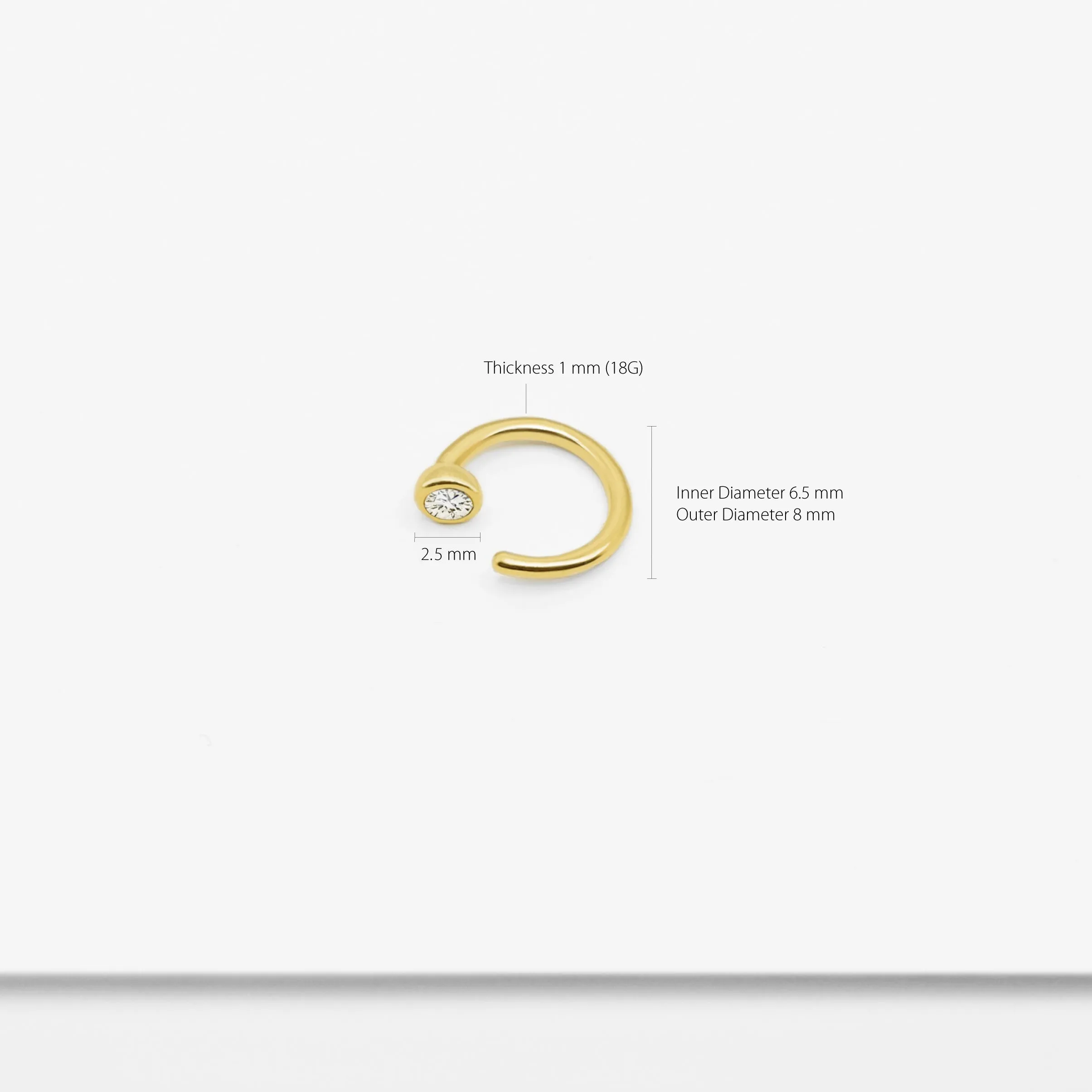 14k Solid Gold CZ Threader Hoop Earring