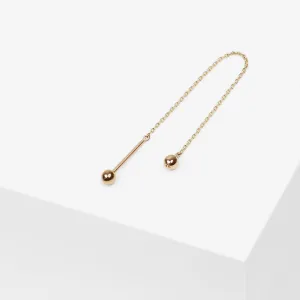 14k Solid Gold Double Ball Threader Earring