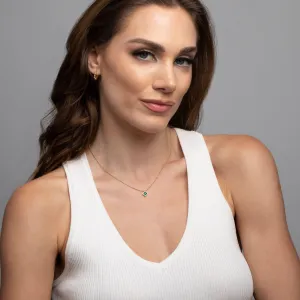 14K Solid Gold Emerald Necklace - 18K Gold Vermeil