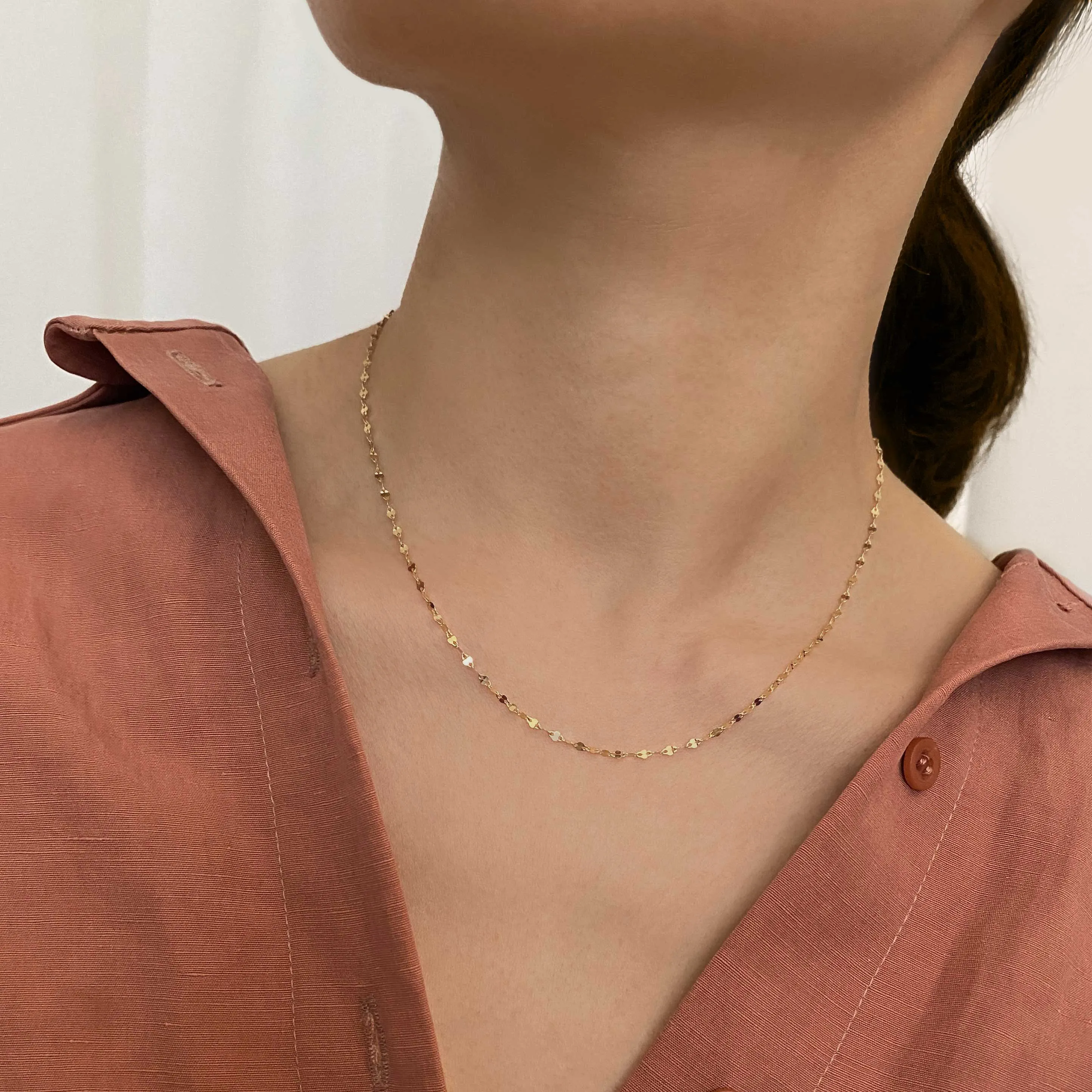 14k Solid Gold Twinkle Chain Necklace