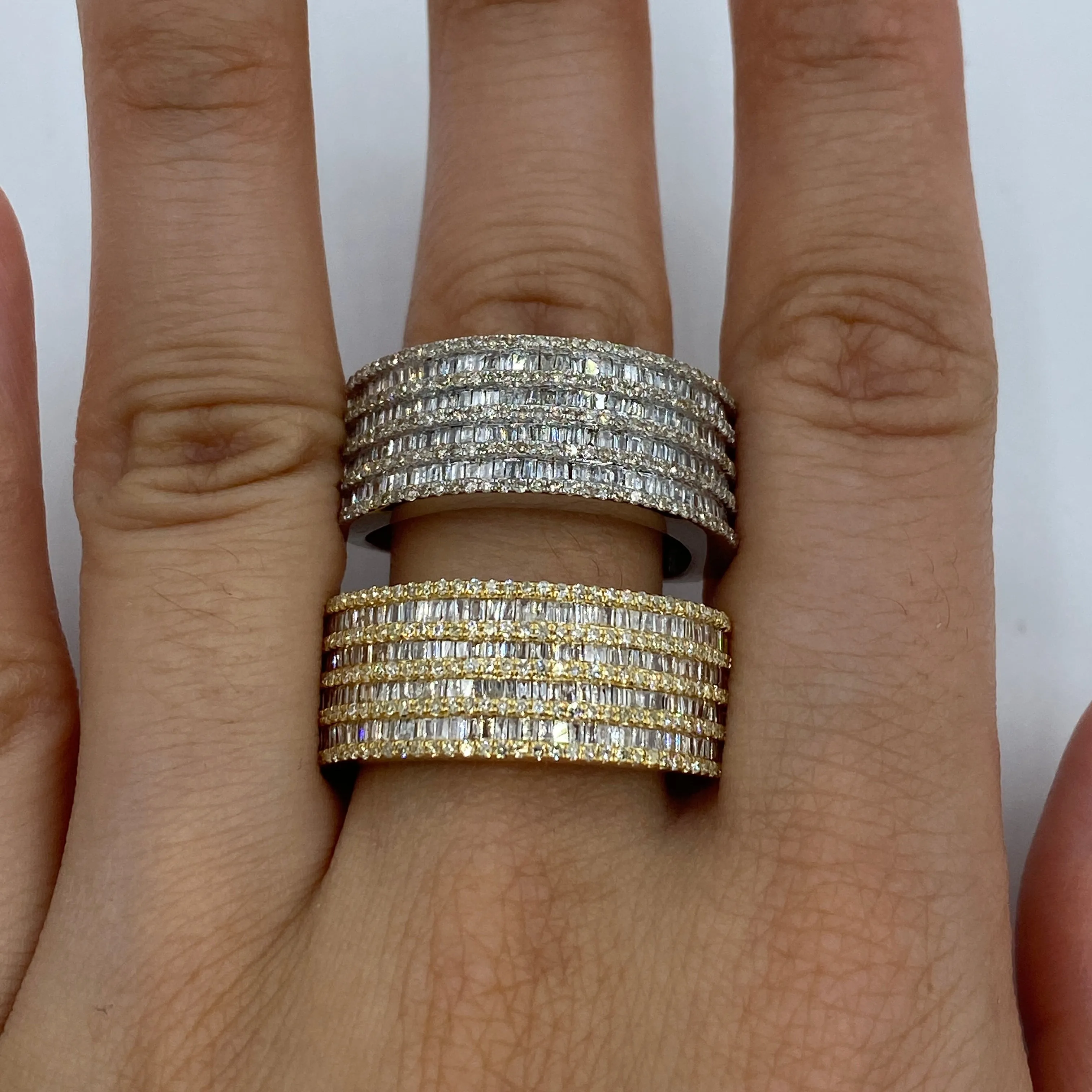 14K Stacked Diamond Baguette Ring