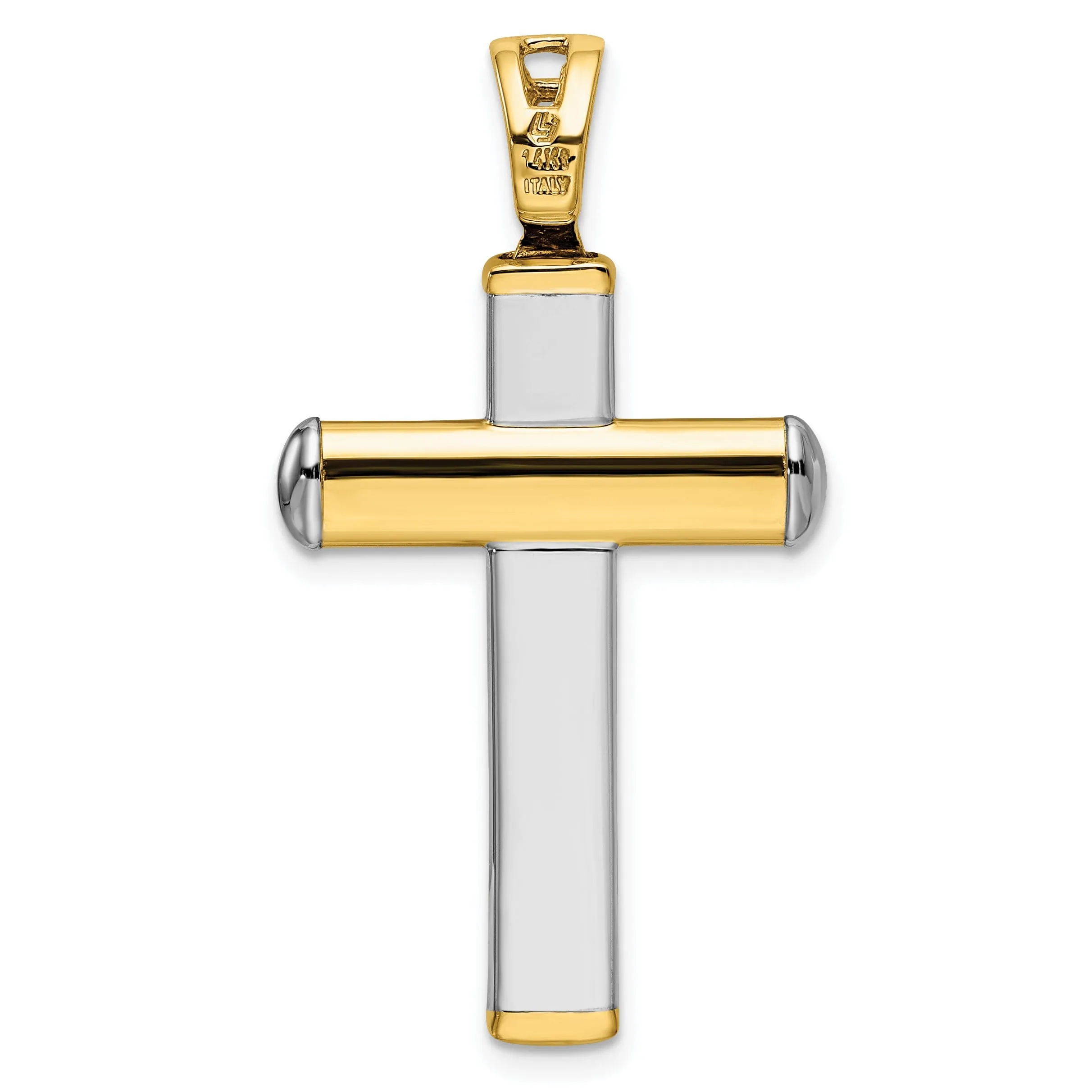 14k Two Tone Gold Polished Crucifix Pendant